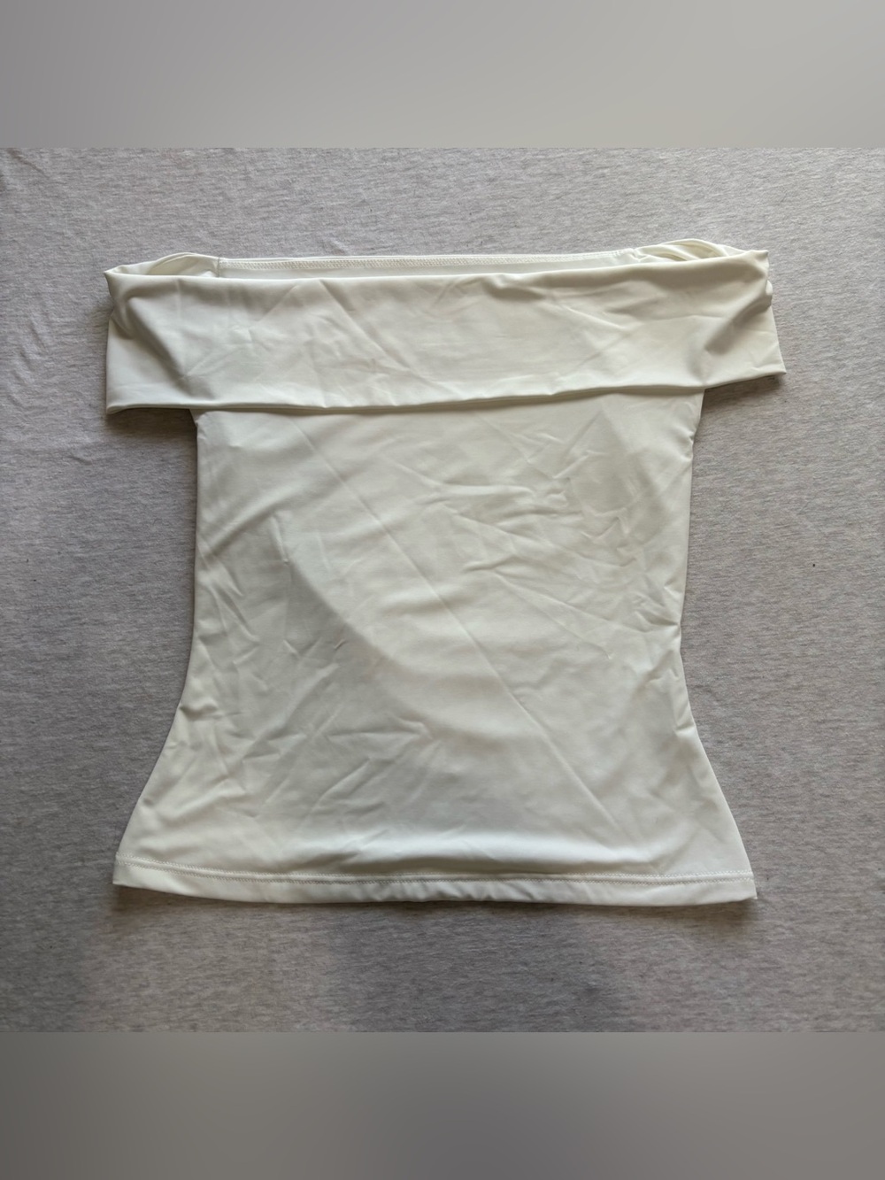 Love Poem White Silky Off Shoulder Ruched Sleeve Top Size L Y2K
